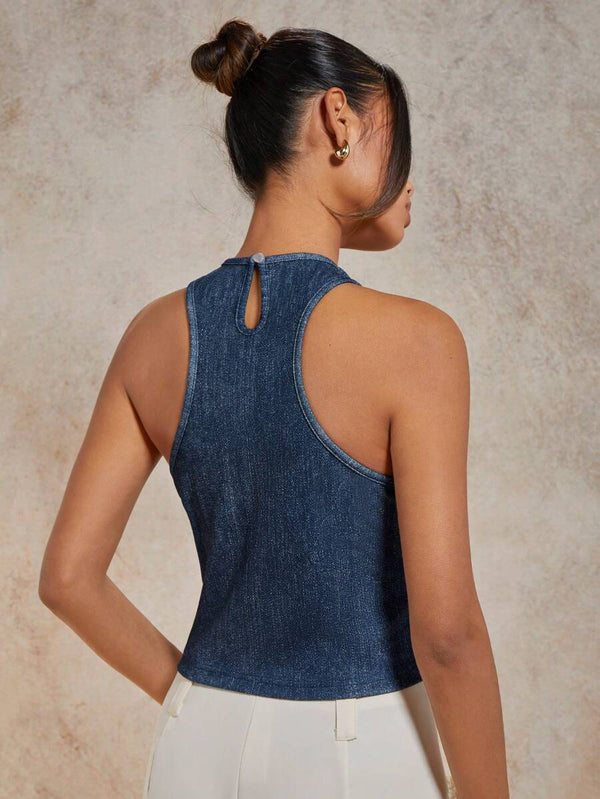 Blue Print Halter Top