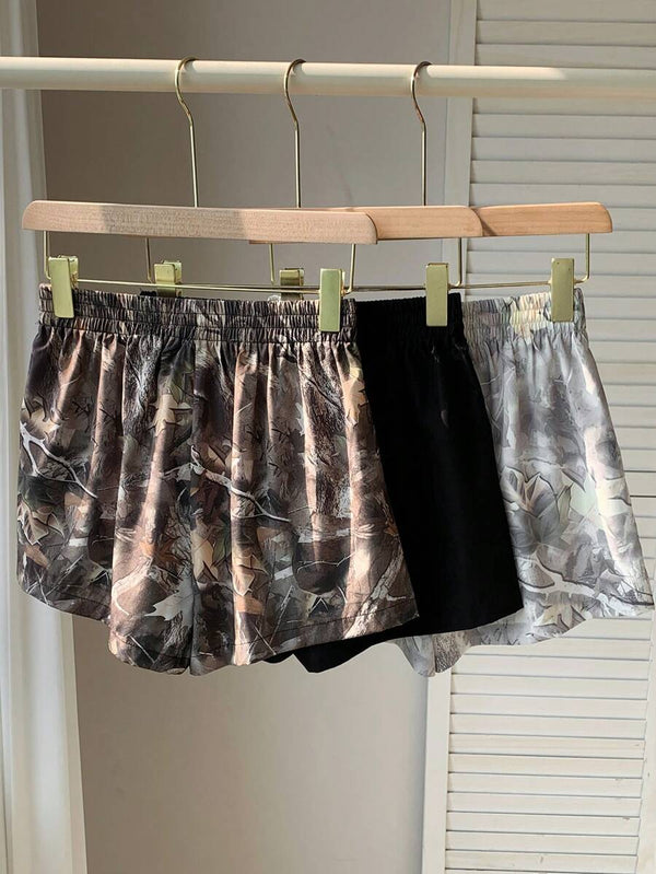 Camo Print Casual Shorts Set