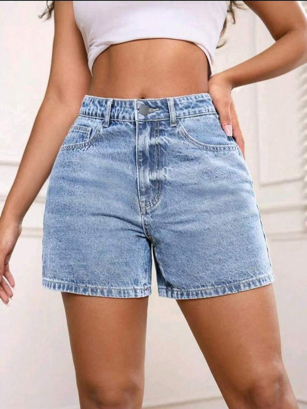 High-Waist Denim Shorts