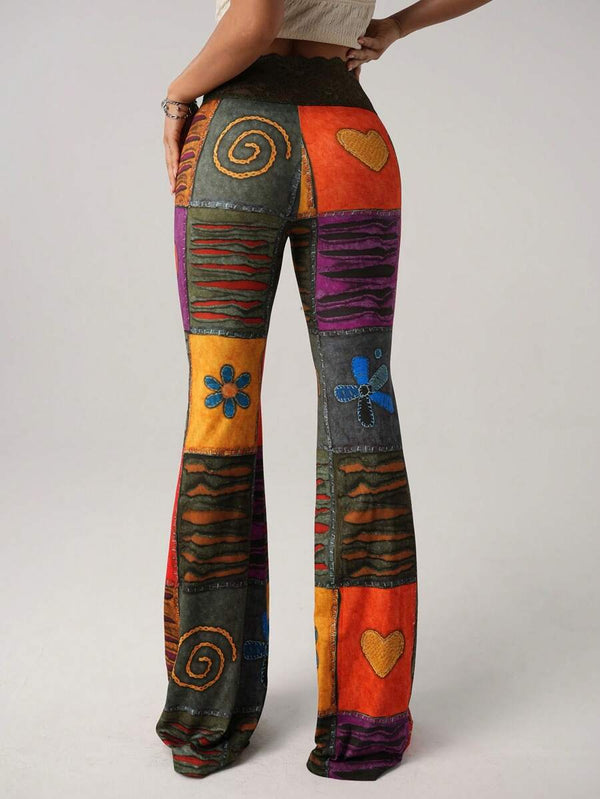 Retro Colorblock Flare Pants