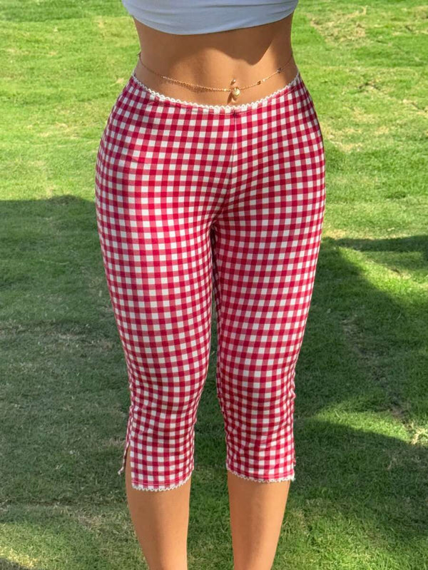Plaid Elastic Leggings