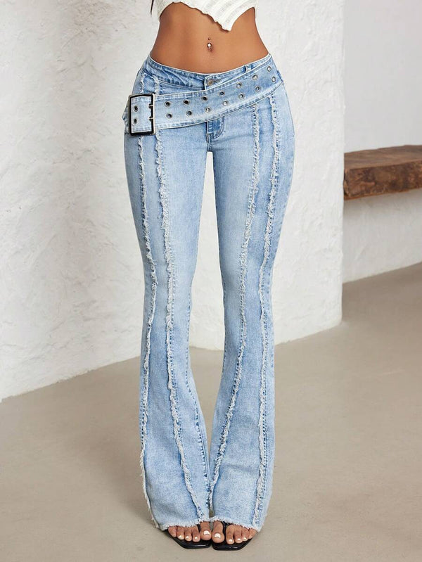 Low Waist Flare Leg Jeans