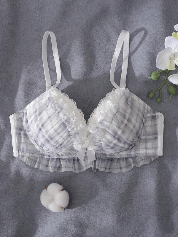 Plaid Underwire Balconette Bra