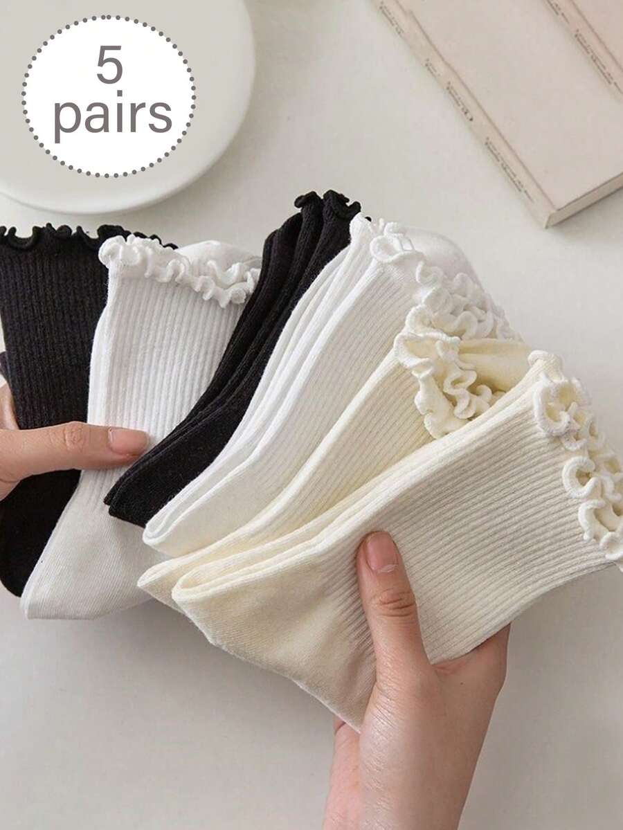 Ruffled Lace Trim Socks