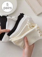 Ruffled Lace Trim Socks - 1