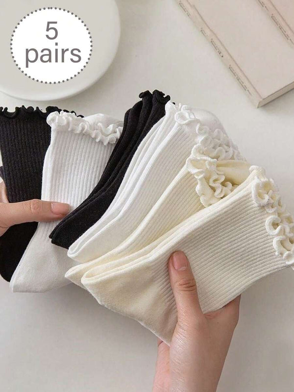 Ruffled Lace Trim Socks