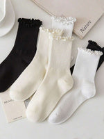 Ruffled Lace Trim Socks - 2