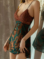 3D Embroidered Velvet Lace Nightgown - 3