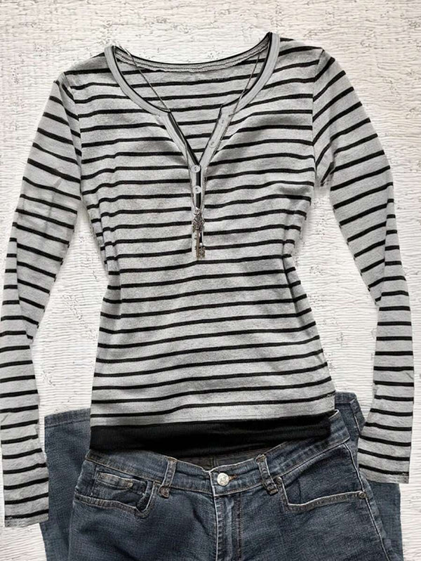 Striped Button Long Sleeve Shirt