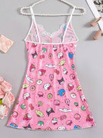 Pink Sheer Lace Backless Nightdress - 2