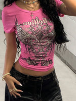 Gothic Rhinestone Print Tee - 1