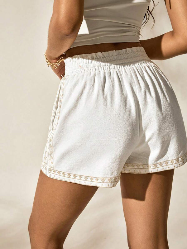 Boho Embroidered Woven Shorts