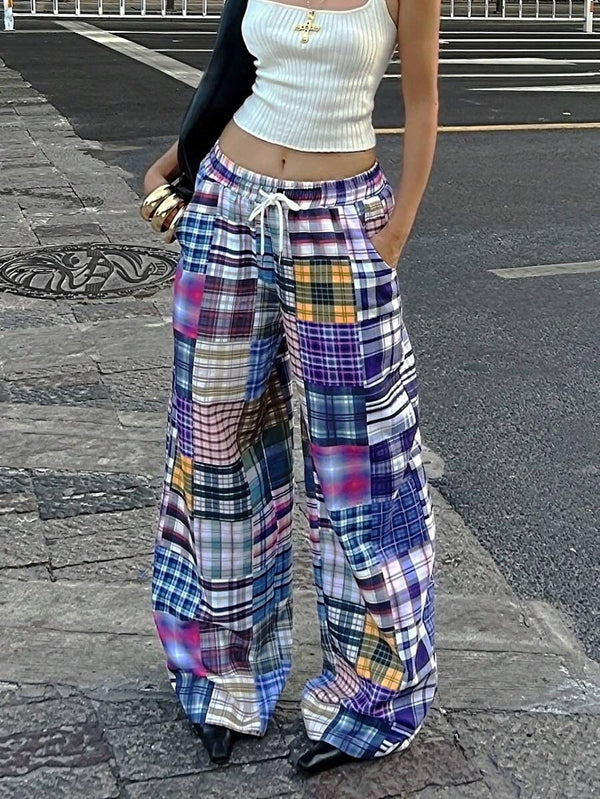 Bohemian Plaid Baggy Pants
