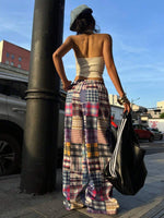 Bohemian Plaid Baggy Pants - 5