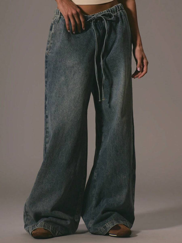 Drawstring Denim Trousers