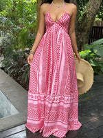 Backless Tie Strap V-Neck Dress - 3