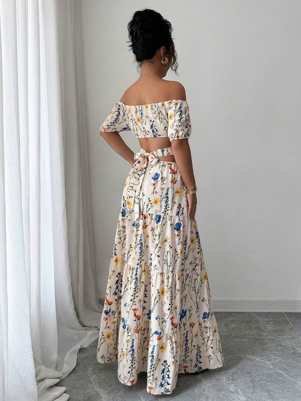 Off-Shoulder Strappy Long Dress