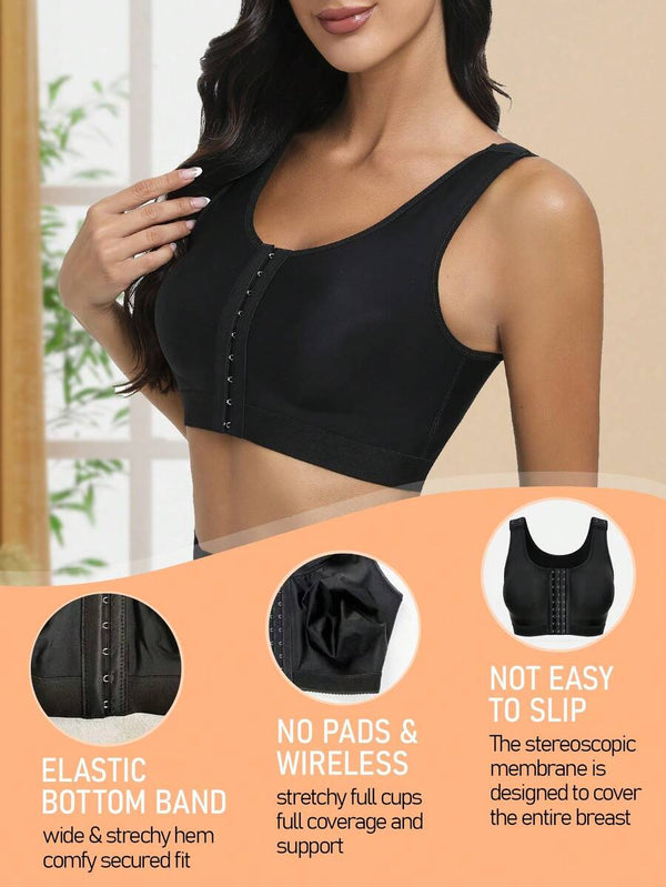 Adjustable Front Closure Compression Sports Bra