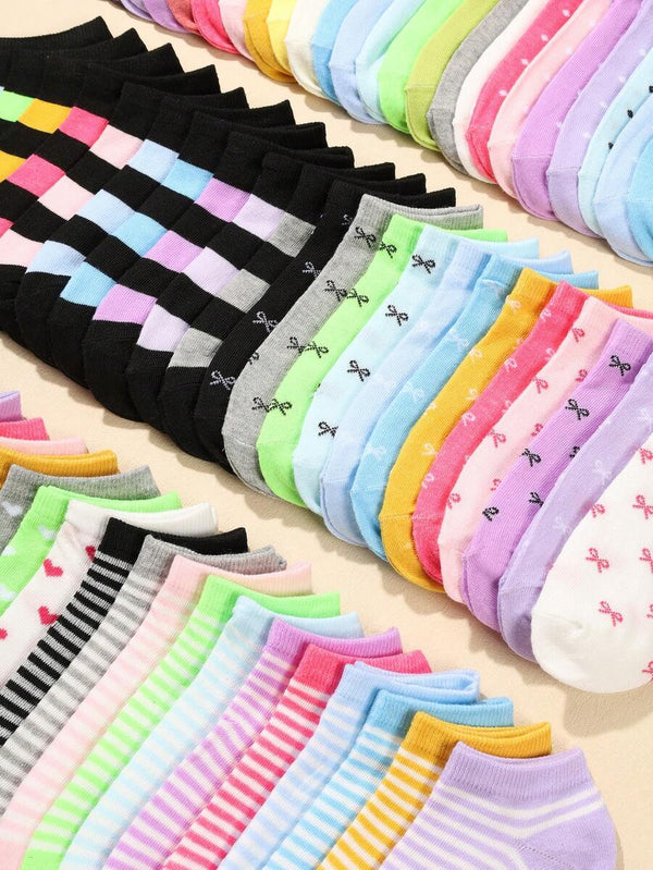 Multi-Color Low-Cut Ankle Socks Set