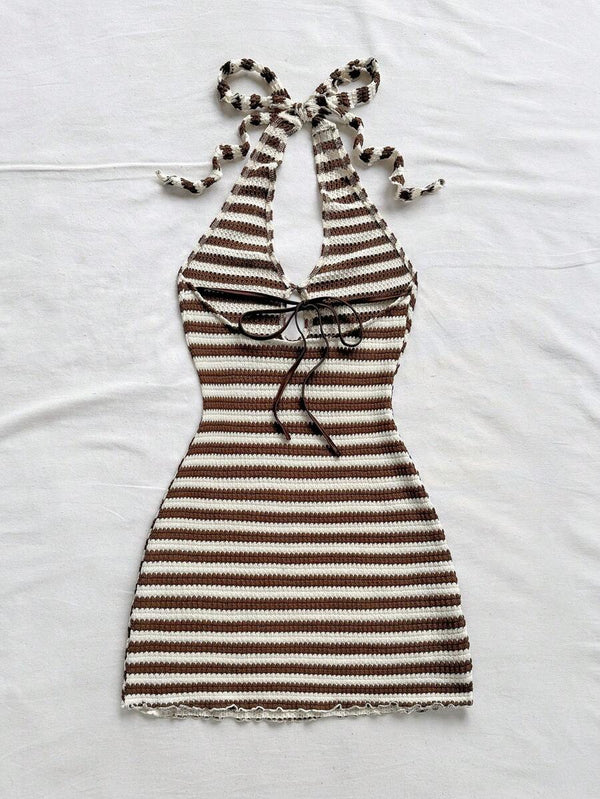 Boho Halter Backless Mini Dress