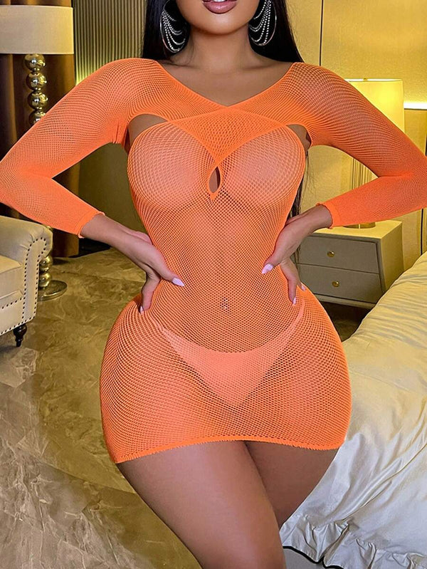 Mesh Off-Shoulder Bikini Cover-Up Dress