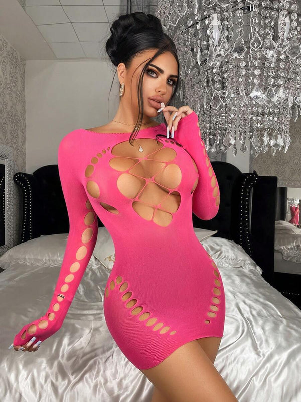 Semi-Sheer Fishnet Bodycon Dress