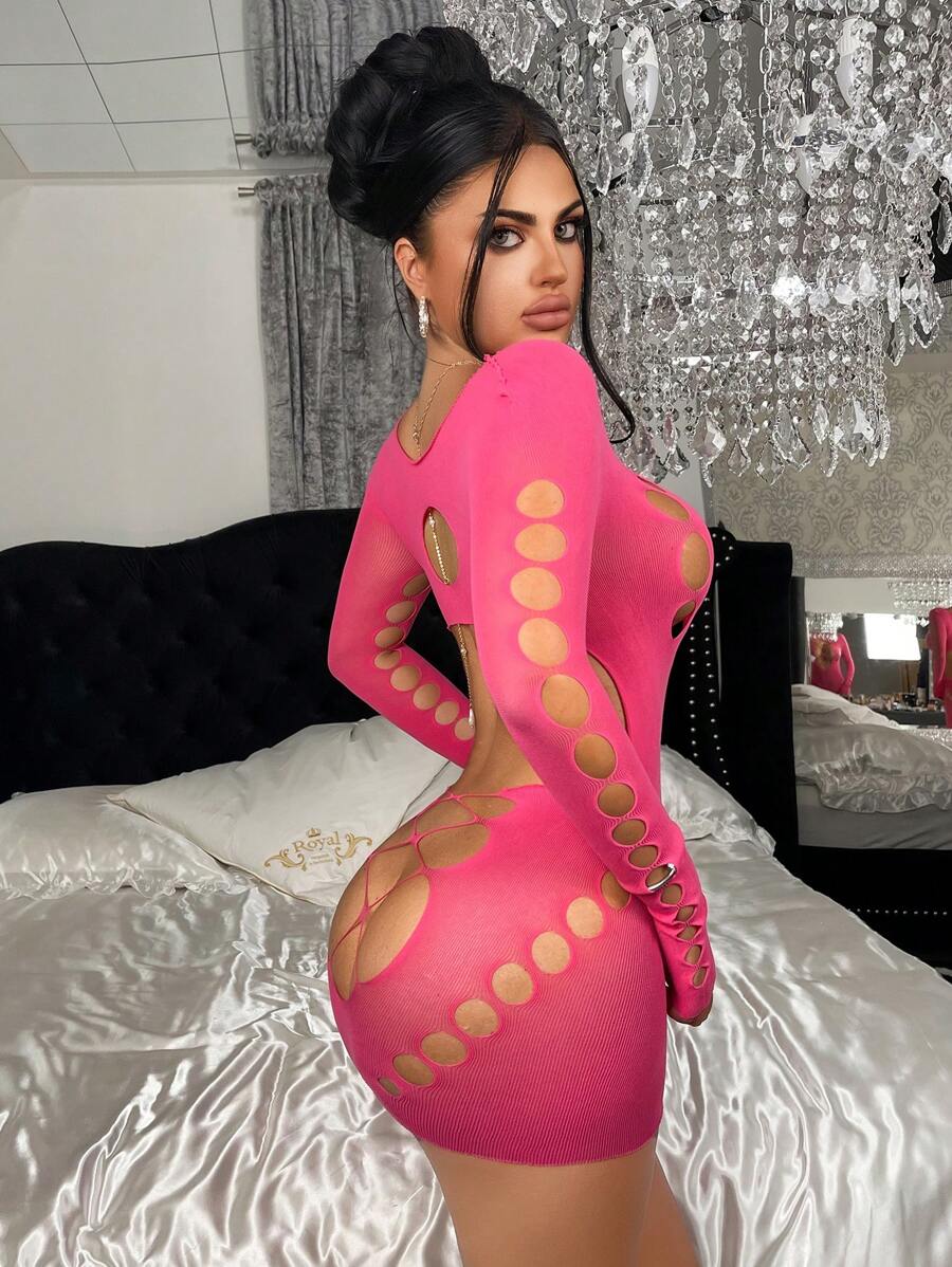 Semi-Sheer Fishnet Bodycon Dress