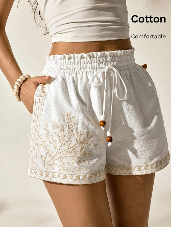 Boho Embroidered Woven Shorts