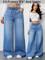 Elastic Waist Wide-Leg Jeans - 1
