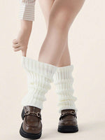 Solid Color Knitted Leg Warmers - 3