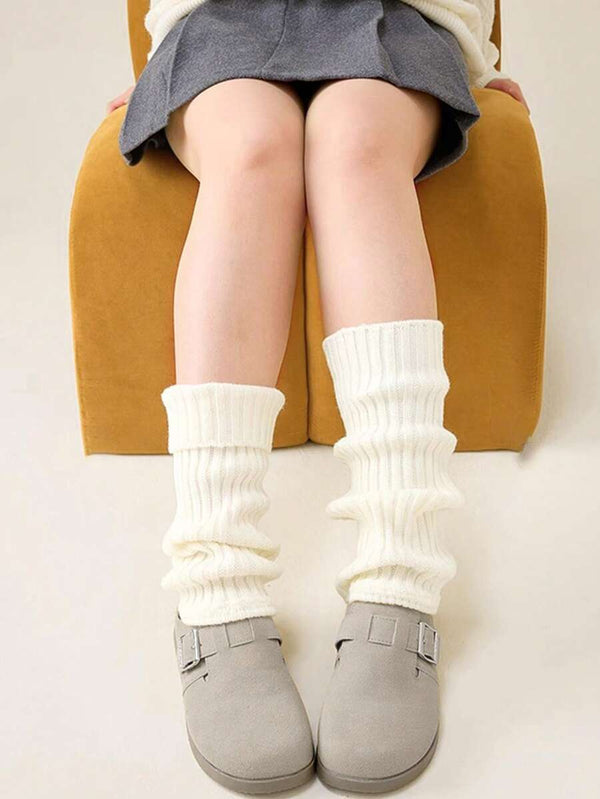 Solid Color Knitted Leg Warmers