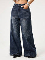 Butterfly Embroidery Washed Wide Leg Pants - 4