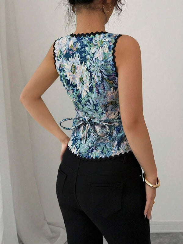 Lace Patchwork Floral Camisole Top