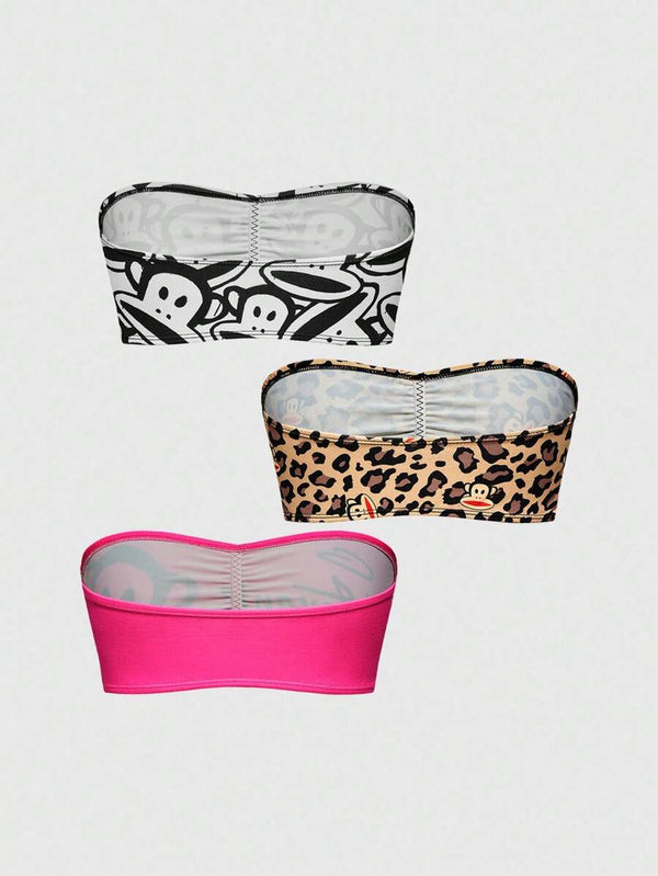 Ruched Bandeau Bra Set, 3pcs