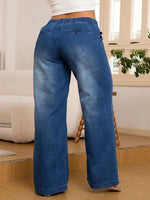 Elastic Waist Straight-Leg Jeans - 4
