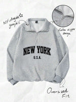 'New York' Half-Zip Fleece Sweatshirt - 2