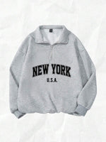 'New York' Half-Zip Fleece Sweatshirt - 3