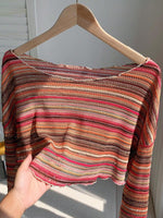 Plus Size Striped Cropped Knit T-Shirt - 5