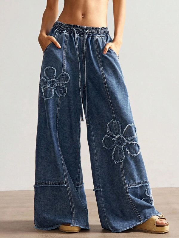 Casual Designed Wide-Leg Jeans