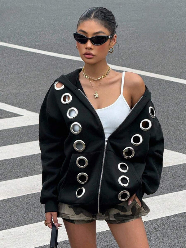 Grommet Streetwear Y2K Zip-Up Hoodie