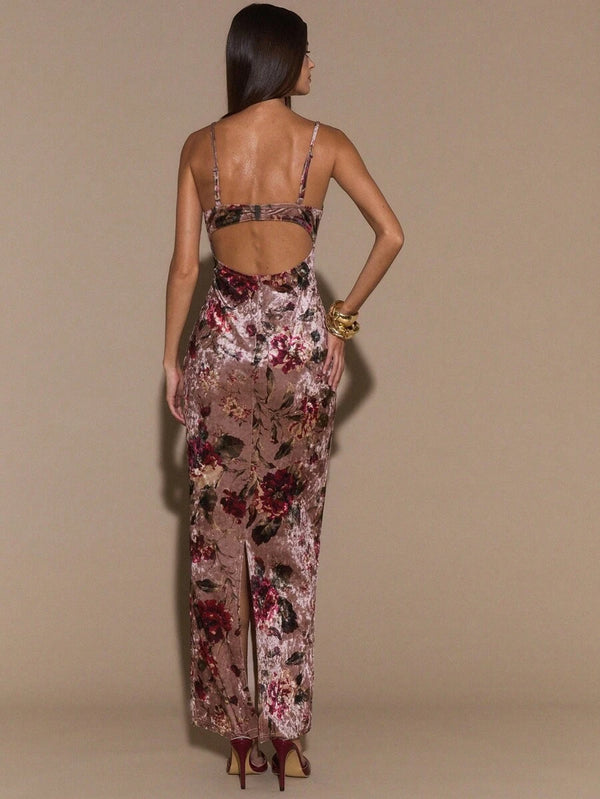 Floral Print Bodycon Maxi Dress
