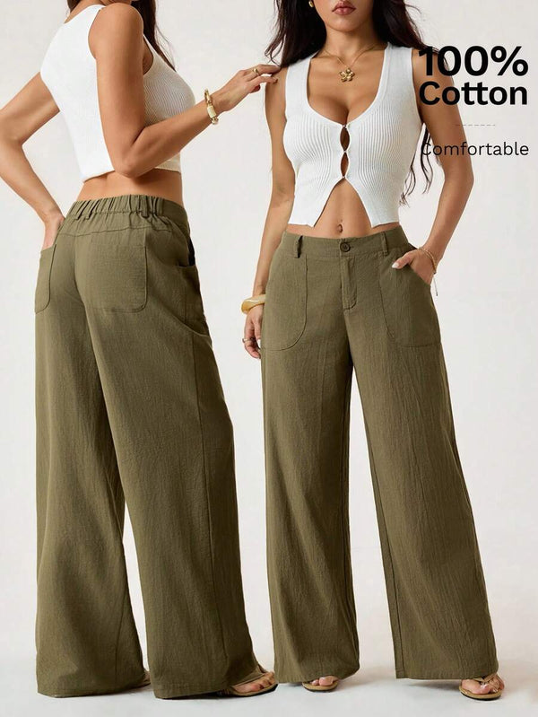 Cotton Wide-Leg Pants