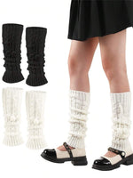 Striped Patchwork Knit Leg Warmers - 3