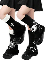 Striped Patchwork Knit Leg Warmers - 4