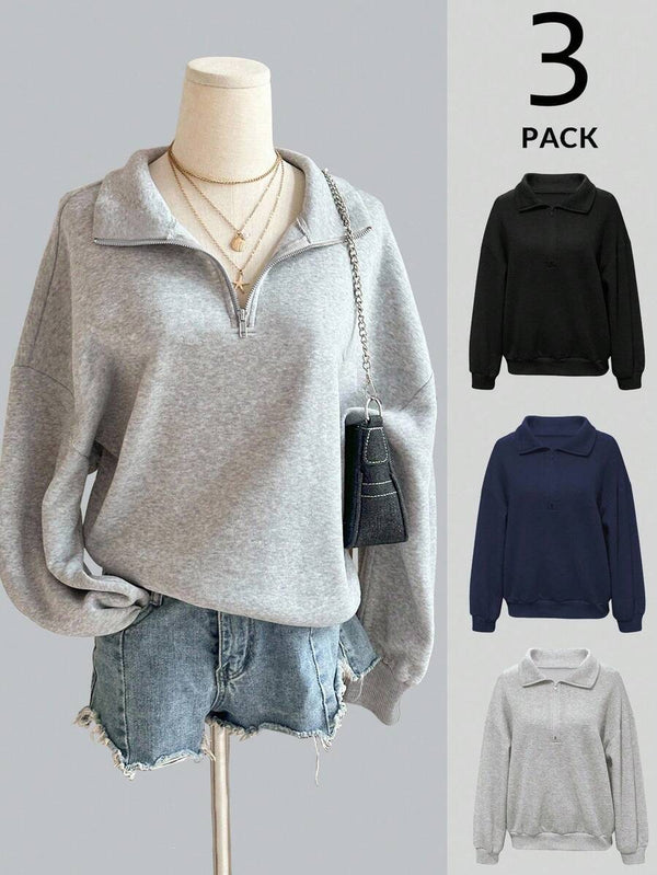 Half-Zip Loose Sweatshirt