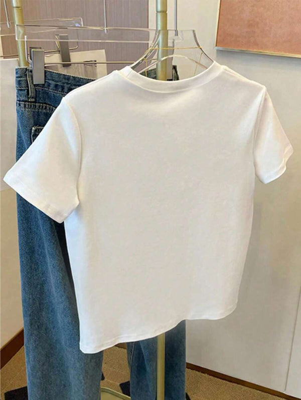 Fruit Embroidered Short Sleeve T-Shirt