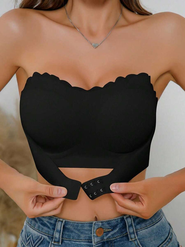 Pleated Front-Open Cami Bra