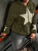 Pentagram Print Drop Shoulder Long Sleeve - 1