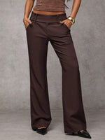 Solid Color Low-Waist Casual Pants - 1