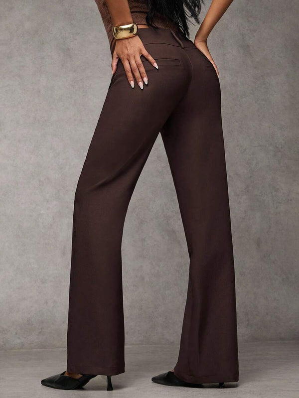 Solid Color Low-Waist Casual Pants